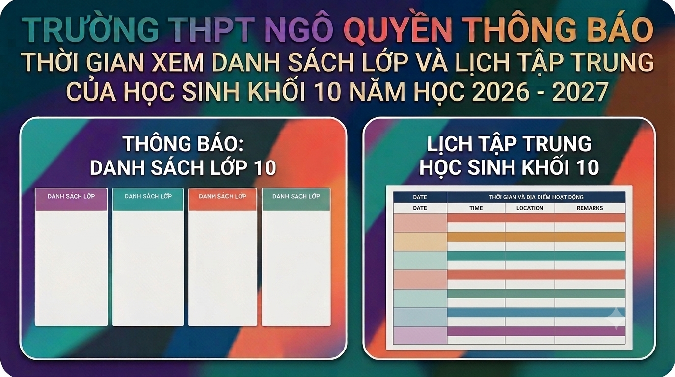 LỊCH XEM DANH SÁCH LỚP VÀ THỜI GIAN TẬP TRUNG CỦA HỌC SINH KHỐI 10 NĂM HỌC 2026 - 2027